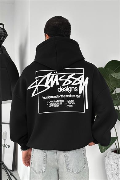 Siyah Stüss Designs Oversize Sweatshirt