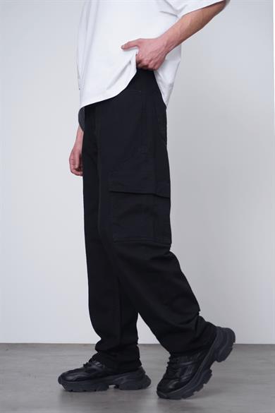 Siyah Tasarım Kargo Cepli 01A DL Baggy Pantolon