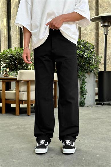 Siyah Tasarım Patch Detay A63 DL Baggy Pantolon