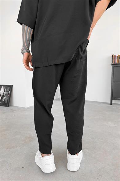 Siyah Tensel Basic Boyfriend Pantolon