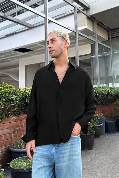 Siyah Tensel GO Oversize Gömlek