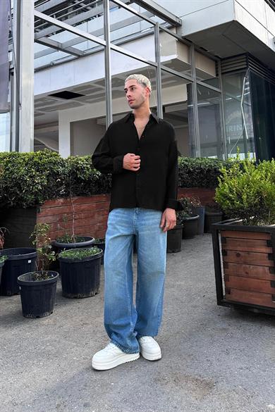 Siyah Tensel GO Oversize Gömlek