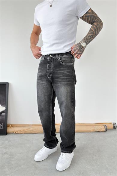 Siyah Ters Dikiş Detay Baggy Pantolon