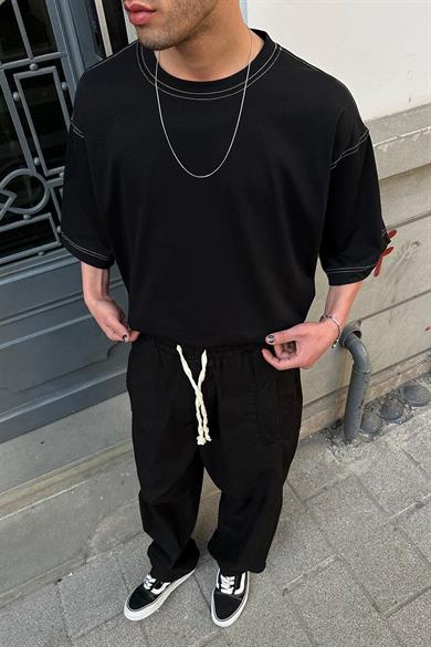 Siyah Ters Dikiş Z9 BS Boxy Fit Oversize Tişört