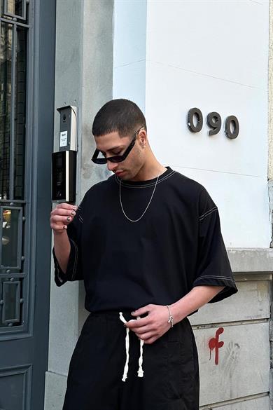 Siyah Ters Dikiş Z9 BS Boxy Fit Oversize Tişört