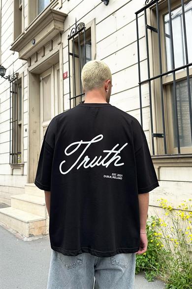 Siyah Truth OUTPLENTY PREMİUM Oversize Tişört