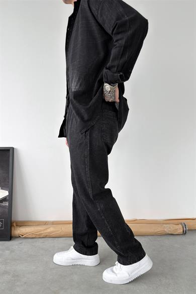 Siyah Yıkamalı Baggy Pantolon
