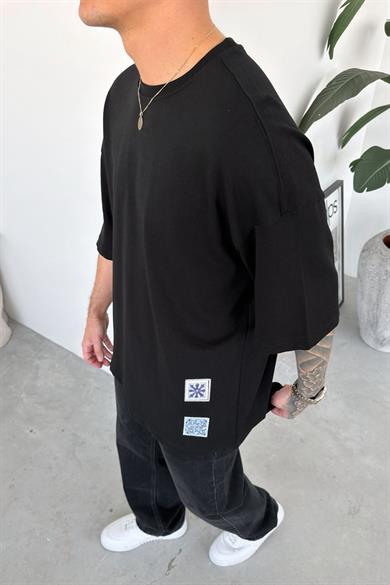 Siyah Your Tum Nakış Detay Oversize Tişört