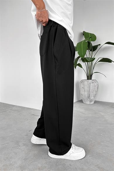 Siyah Yüksek Bel Premium Kumaş Baggy Pantolon