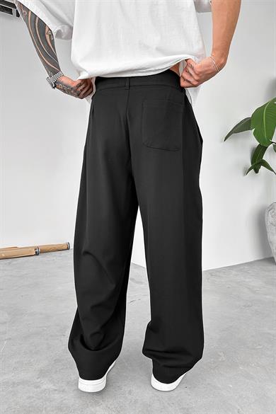 Siyah Yüksek Bel Premium Kumaş Baggy Pantolon