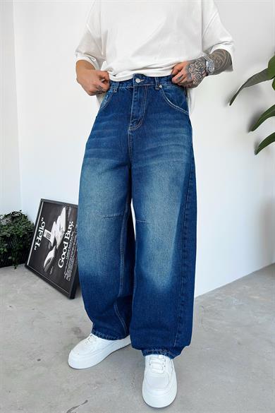 Soft Degrade Mavi Patch Detay Ekstra Bol Baggy Pantolon