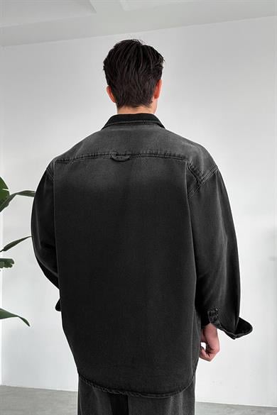 Soft Füme Çift Cep Detay Oversize Kot Ceket