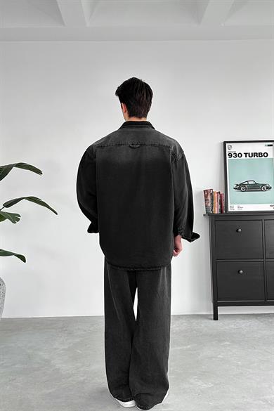 Soft Füme Çift Cep Detay Oversize Kot Ceket