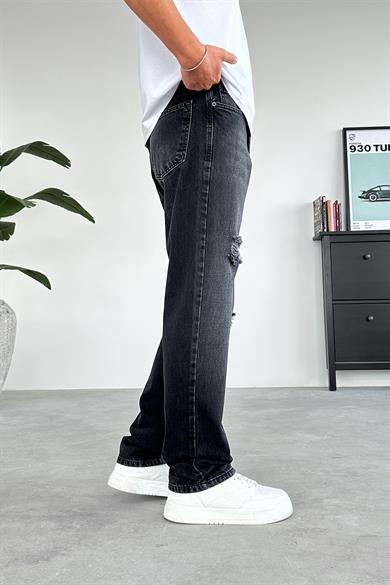 Soft Füme Minimal Yırtık Detay Baggy Pantolon