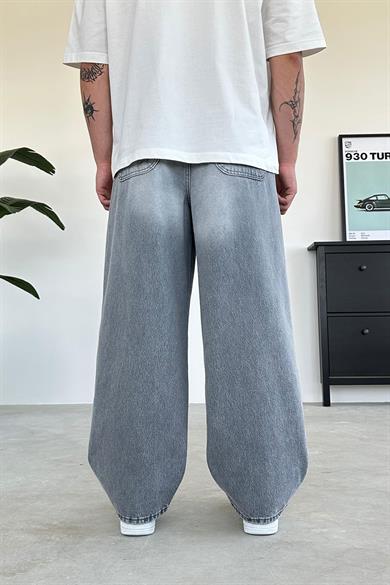 Soft Gri Dizi Yırtık Ekstra Bol Baggy Pantolon