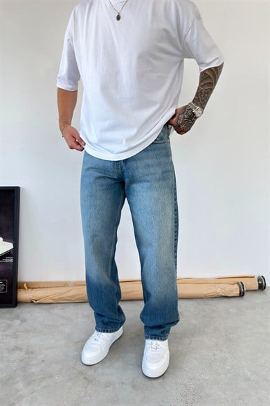 Soft Mavi Basic Baggy Fit Pantolon
