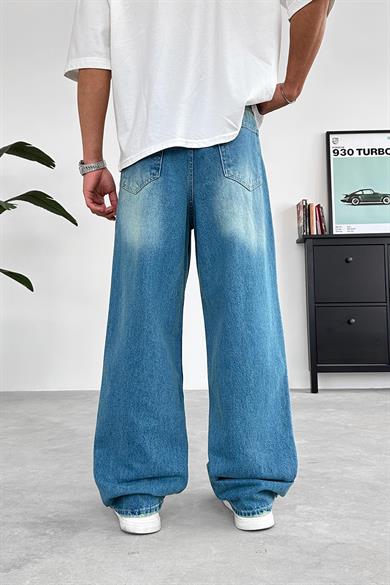 Soft Mavi Basic Ekstra Bol Baggy Pantolon