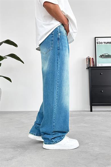 Soft Mavi Basic Ekstra Bol Baggy Pantolon