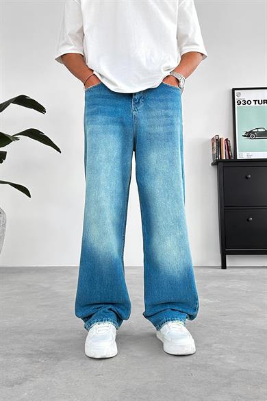 Soft Mavi Basic Ekstra Bol Baggy Pantolon