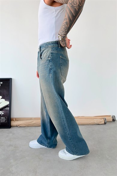 Soft Mavi Soft Degrade Süper Baggy Fit Pantolon