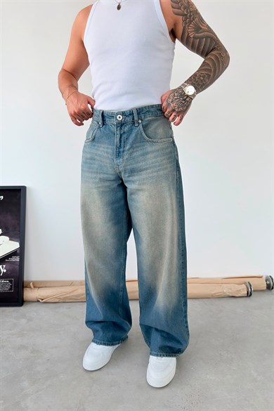 Soft Mavi Soft Degrade Süper Baggy Fit Pantolon