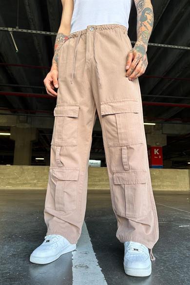 Somon Ön Çift Cepli Kargo Somon Baggy Pantolon