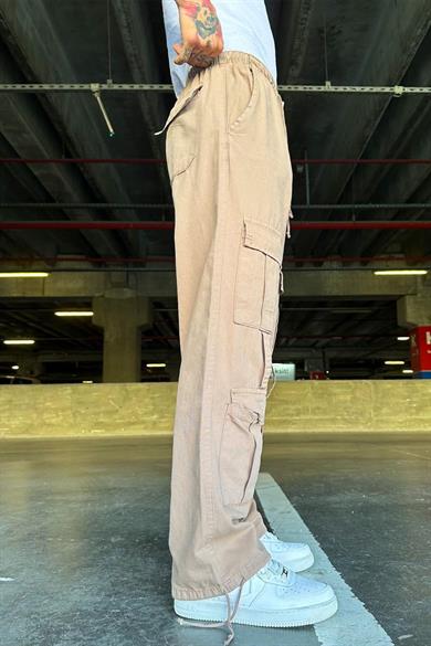 Somon Ön Çift Cepli Kargo Somon Baggy Pantolon