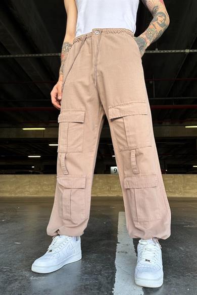 Somon Ön Çift Cepli Kargo Somon Baggy Pantolon