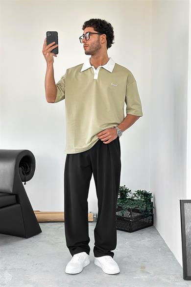 Su Yeşili Bound Polo Yaka OUTPLENTY PREMİUM Oversize Tişört