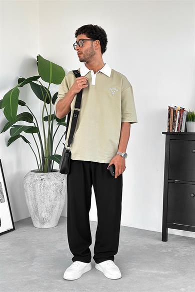 Su Yeşili California Polo Yaka OUTPLENTY PREMİUM Oversize Tişört