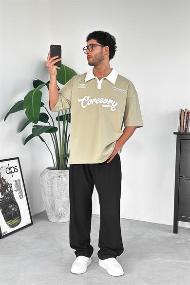 Su Yeşili Coreev Polo Yaka OUTPLENTY PREMİUM Oversize Tişört