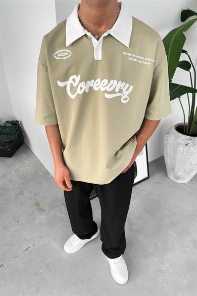 Su Yeşili Coreev Polo Yaka OUTPLENTY PREMİUM Oversize Tişört