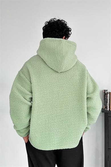 Su Yeşili Oversize Peluş Sweatshirt