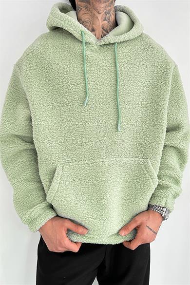 Su Yeşili Oversize Peluş Sweatshirt
