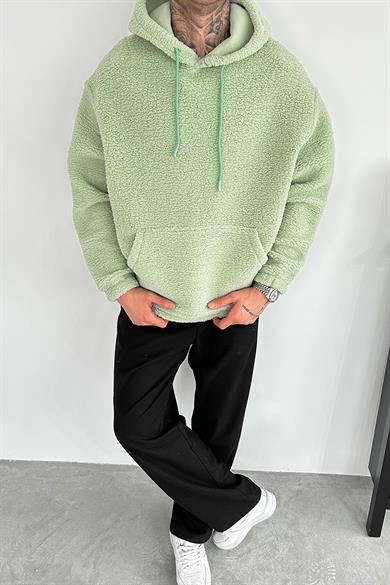 Su Yeşili Oversize Peluş Sweatshirt