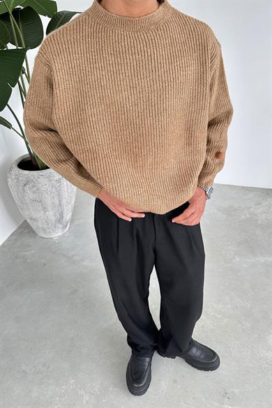 Taba Bisiklet Yaka Oversize Triko Kazak