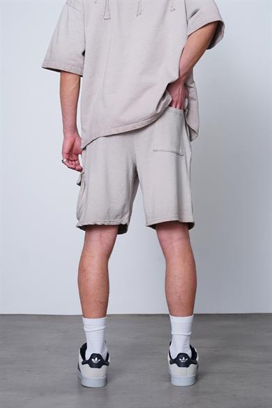 Taş Acid Wash Kargo Cep Detay E9 Relaxed Fit Şort