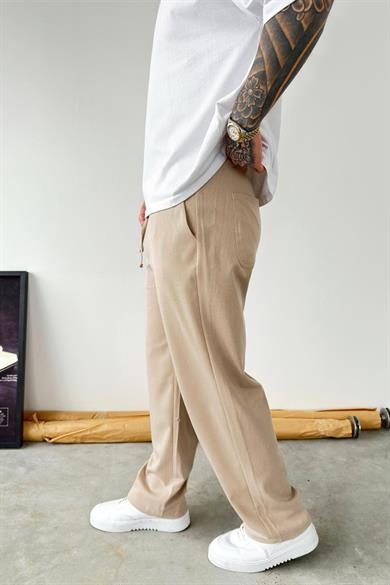 Taş Basic Beli Lastikli Baggy Kumaş Pantolon