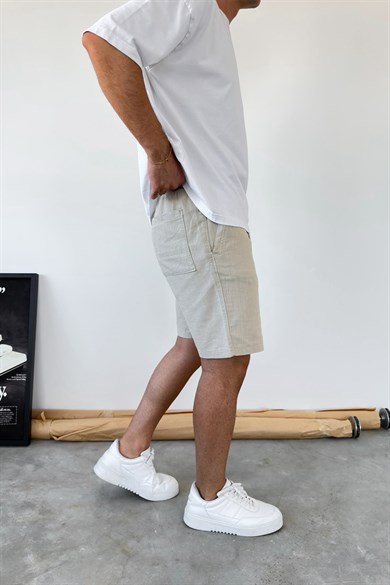 Taş Basic Relax Fit Keten Şort