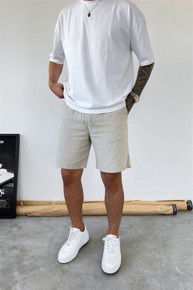 Taş Basic Relax Fit Keten Şort