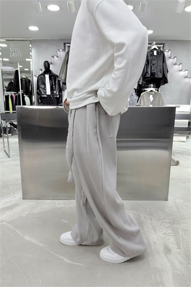 Taş Beli Kuşaklı Fitilli Süper Baggy Pantolon