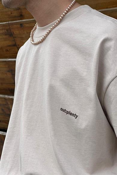 Taş Beyaz Minimalism OUTPLENTY PREMİUM Oversize Tişört