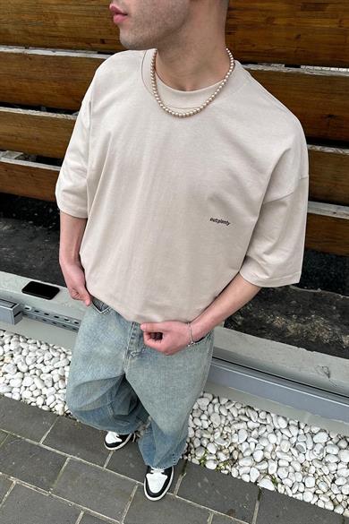 Taş Beyaz Minimalism OUTPLENTY PREMİUM Oversize Tişört