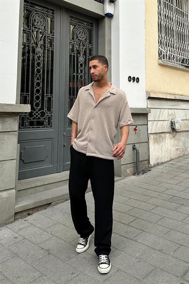 Taş Dokulu 04 EE Oversize Gömlek
