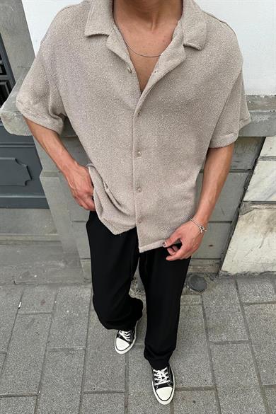 Taş Dokulu 04 EE Oversize Gömlek