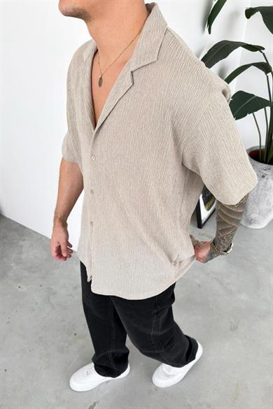 Taş Fitilli Basic Relaxed Kısa Kollu Gömlek