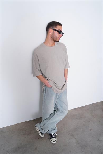 Taş Fitilli Basic Yırtmaç Detay O7 MH Oversize Tişört