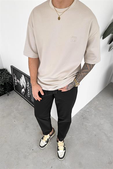 Taş Kabartma Detay Premium Oversize Tişört