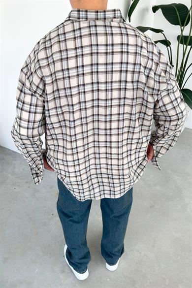 Taş Kareli Oversize Oduncu Gömleği