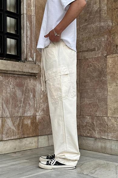 Taş Kargo Cepli Tek Fermuarlı Beli İpli CH Baggy Pantolon